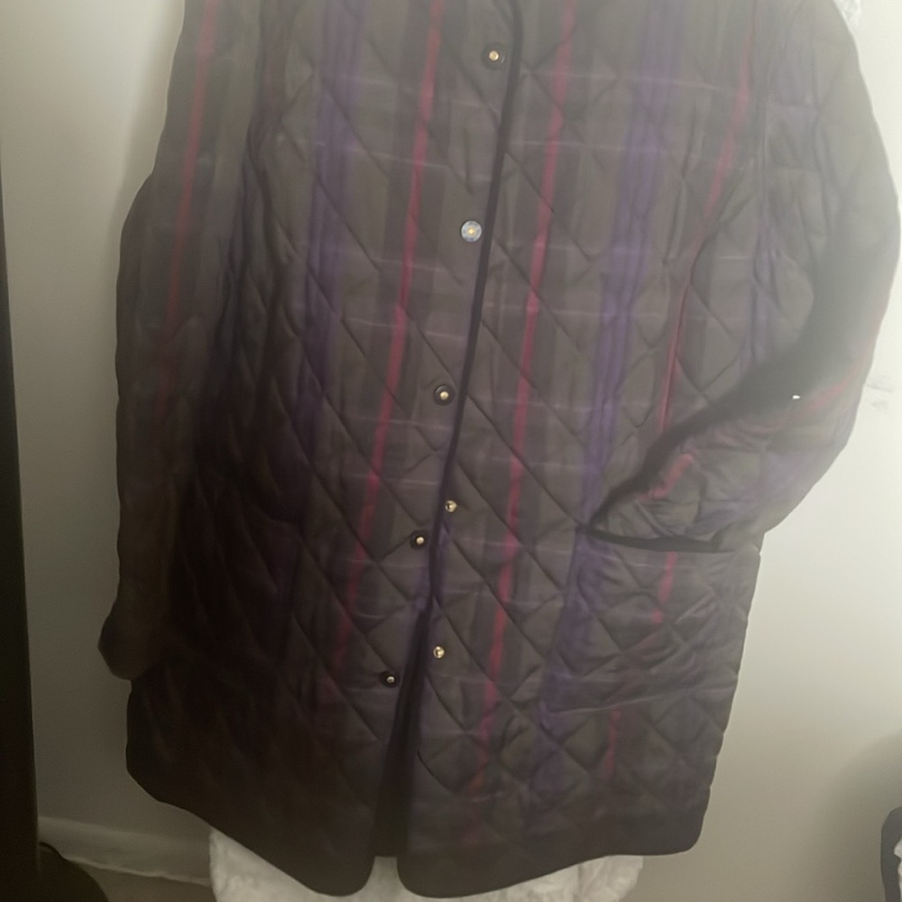 Lauren Ralph Lauren Plaid Quilted Car length Jacket. - Picture 4 of 8